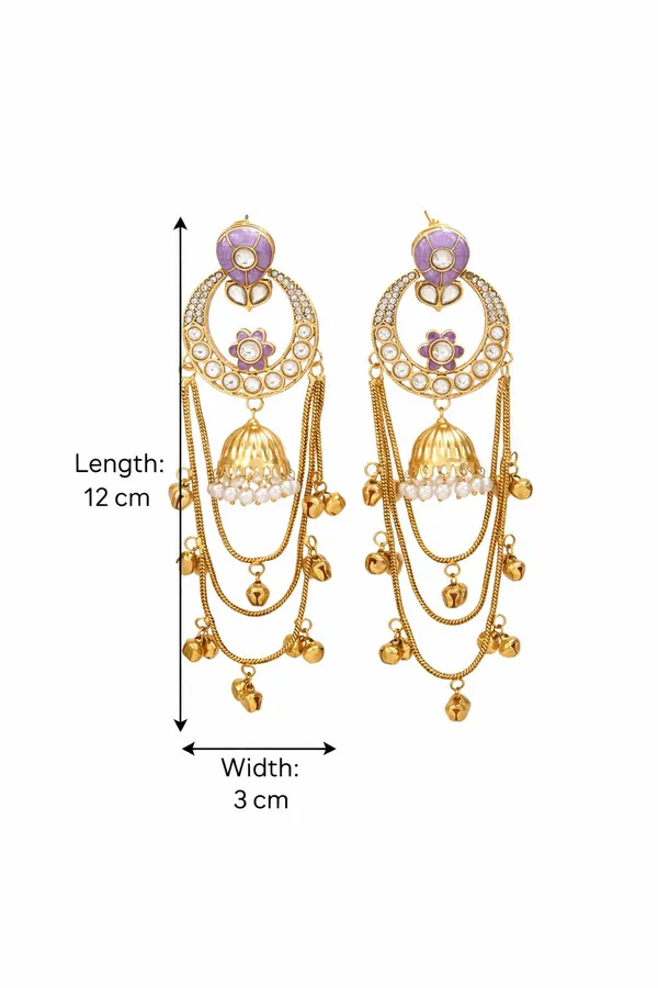Ethnic_Kashmiri_Style_Gold_Plated_Drop_Earrings_With_Kundan_&_Bell_Tassels