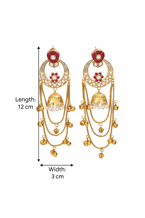 Ethnic_Kashmiri_Style_Gold_Plated_Drop_Earrings_With_Kundan_&_Bell_Tassels