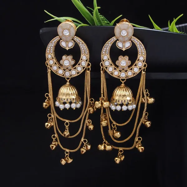 Ethnic_Kashmiri_Style_Gold_Plated_Drop_Earrings_With_Kundan_&_Bell_Tassels