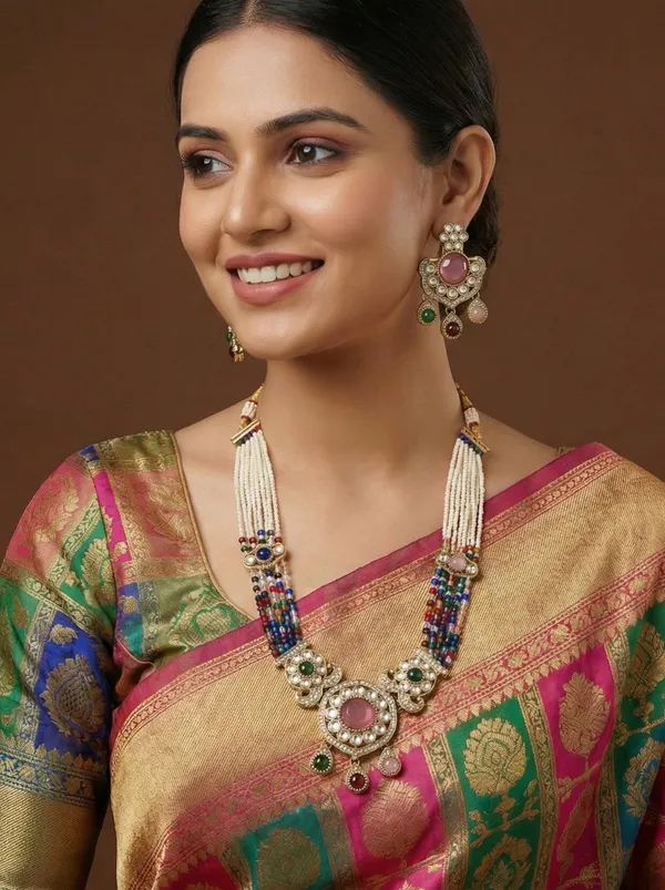 Royal_Kundan_&_Pearl_Beaded_Necklace_Set_With_Matching_Earrings