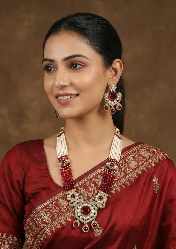 Royal_Kundan_&_Pearl_Beaded_Necklace_Set_With_Matching_Earrings