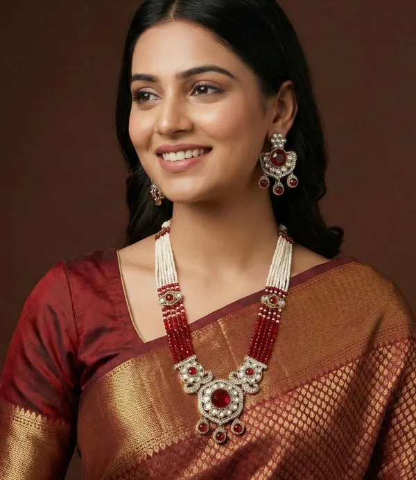 Royal_Kundan_&_Pearl_Beaded_Necklace_Set_With_Matching_Earrings