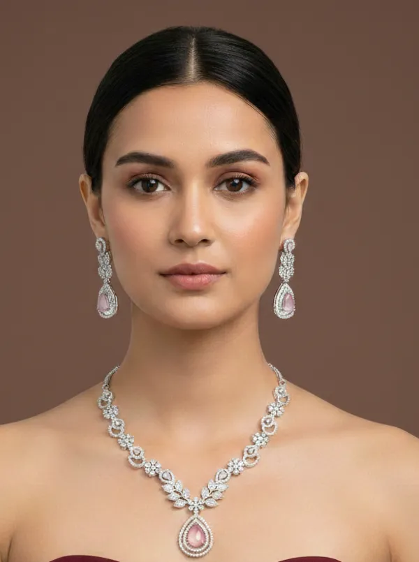 Zircon_Silver_Necklace_Set