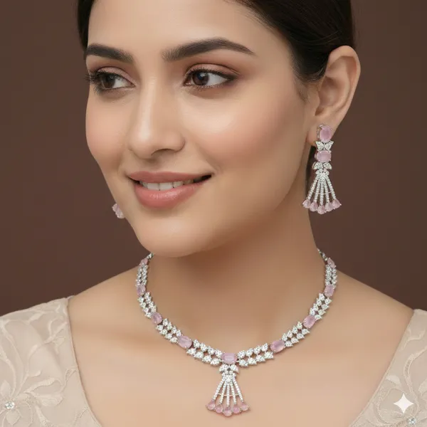 Zircon_Silver_Necklace_Set