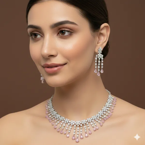 Zircon_Silver_Necklace_Set