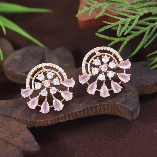 Elegant_Rose_Gold/Silver_Stud_Earrings