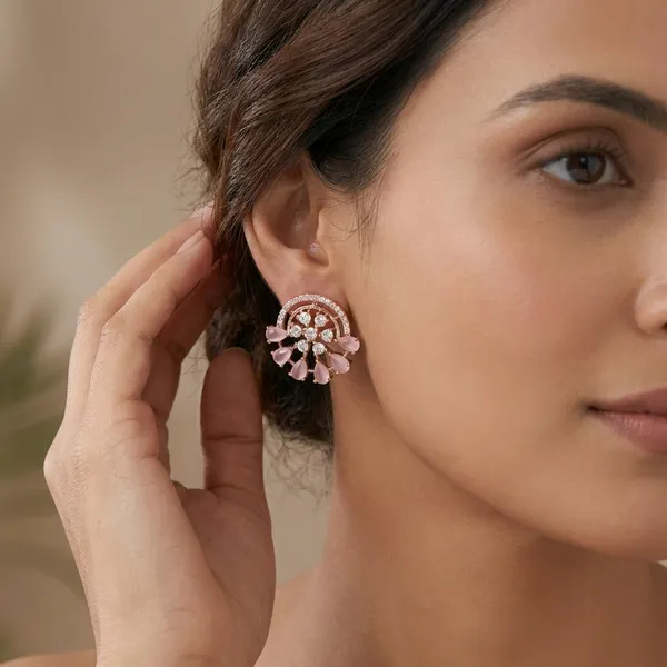 Elegant_Rose_Gold/Silver_Stud_Earrings
