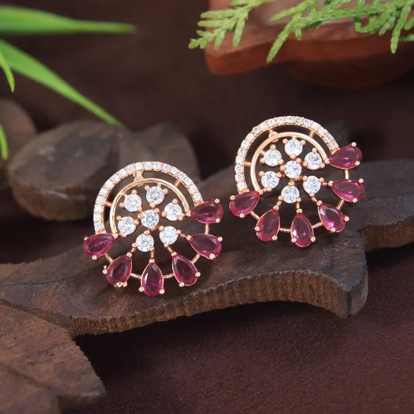 Elegant_Rose_Gold/Silver_Stud_Earrings