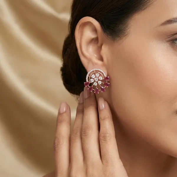 Elegant_Rose_Gold/Silver_Stud_Earrings