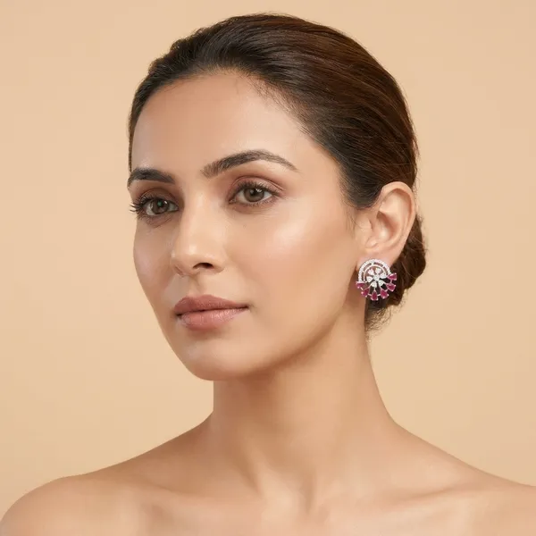 Elegant_Rose_Gold/Silver_Stud_Earrings