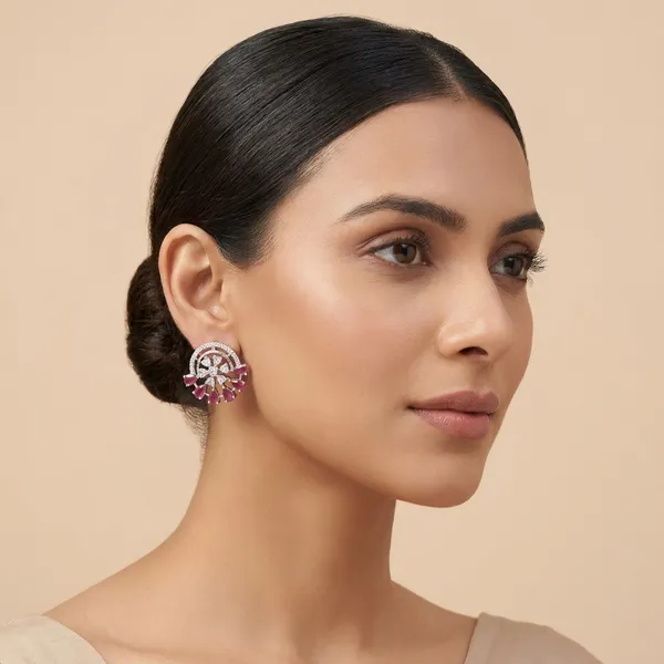 Elegant_Rose_Gold/Silver_Stud_Earrings