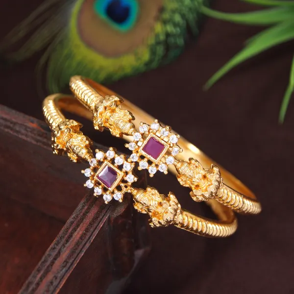 American_Diamond_Gold_Temple_Brass_Bangle_(Pack_Of_2)