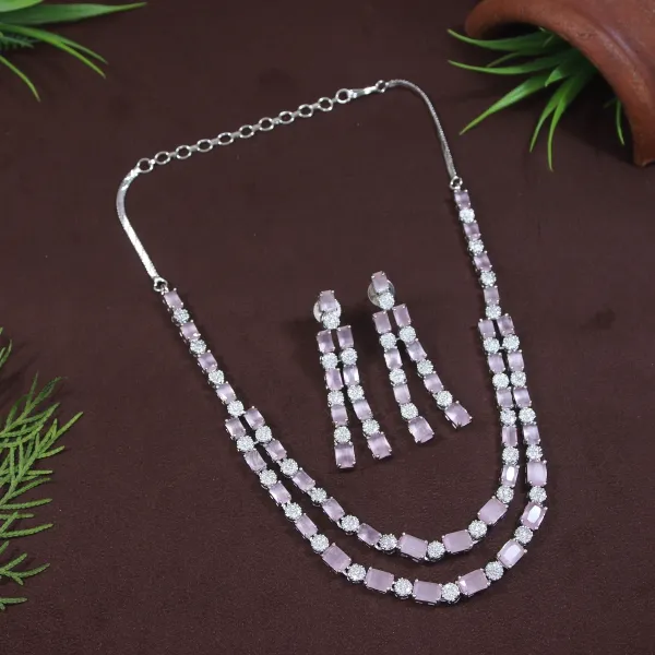 Two_Layer_Zircon_Silver_Necklace_Set