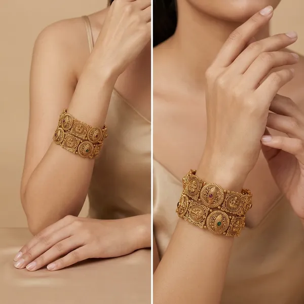 Amazing_Antique_Gold_Maa_Lakshmi_Openable_Kada_Bangle_Temple_Jewellery