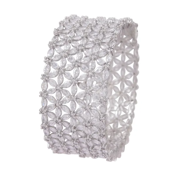 American_Diamond_Free_Size_Openable_Silver_Bracelet