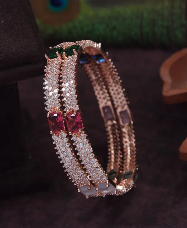 American_Diamond_Gold_Brass_Bangle_Studded_With_Green_And_Ruby_Stones