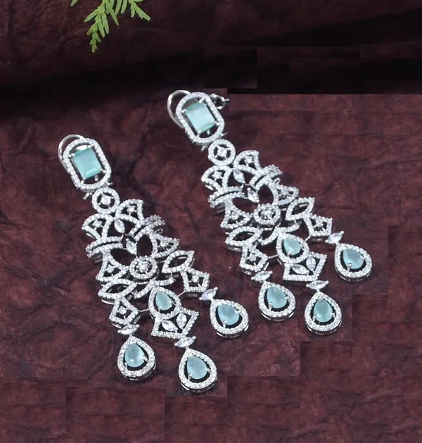 American_Diamond_Mint_Zircon_Silver_Necklace_Set