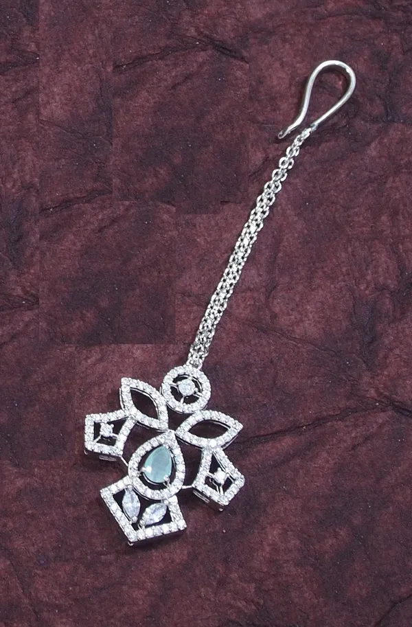American_Diamond_Mint_Zircon_Silver_Necklace_Set