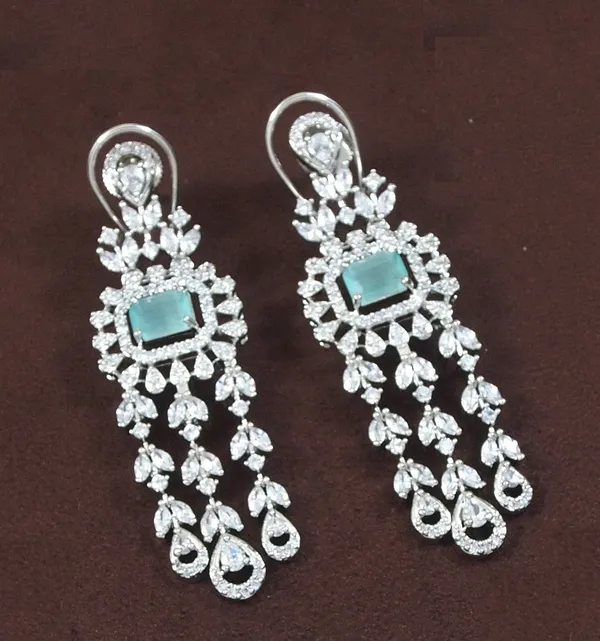 American_Diamond_Mint_Zircon_Silver_Necklace_Set