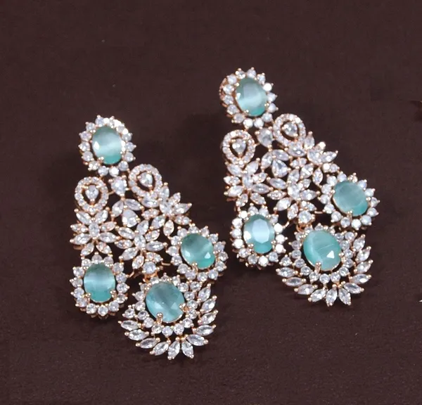 American_Diamond_Mint_Zircon_Rose_Gold_Necklace_Set
