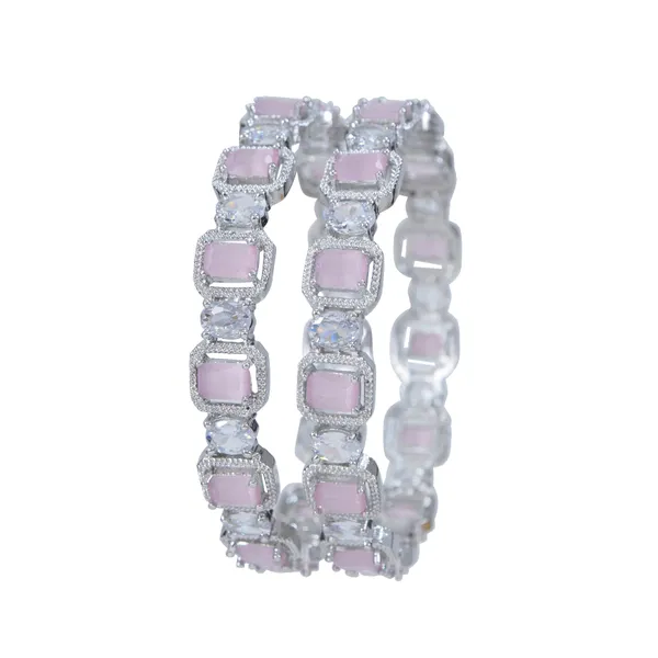 American_Diamond_Pink_Silver_Plated_Bangles