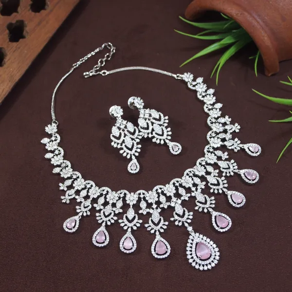 Zircon_Pink_Silver_Necklace_Set