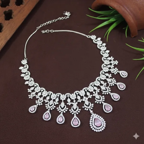 Zircon_Pink_Silver_Necklace_Set