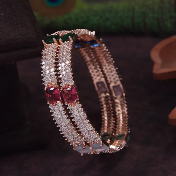 American_Diamond_Rose_Gold_Multicolor_Brass_Bangle