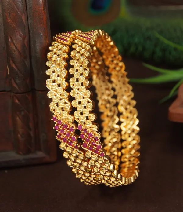 American_Diamond_Ruby_Gold_Brass_Bangle_Set