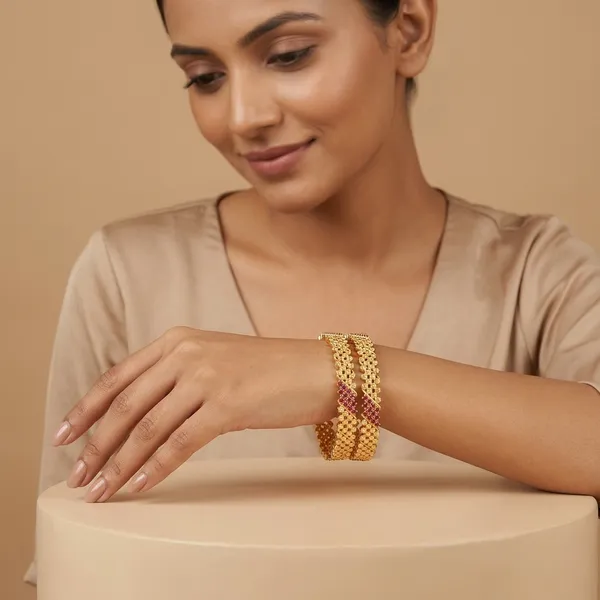 American_Diamond_Ruby_Gold_Brass_Bangle_Set