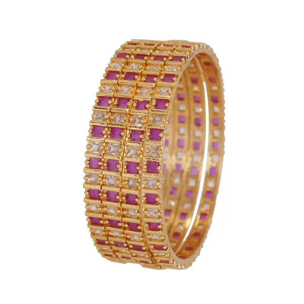 American_Diamond_Ruby_White_Gold_Brass_Bangle_Set_(Pack_Of_4)