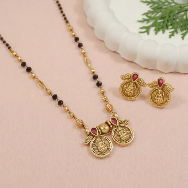 Antique_Gold_Finish_Lakshmi_Beaded_Mangalsutra_Set
