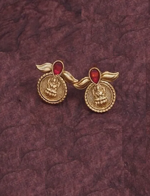 Antique_Gold_Matte_Plated_Mangalsutra_Set_With_Coin_Pendant_&_Red_Stone_Accents