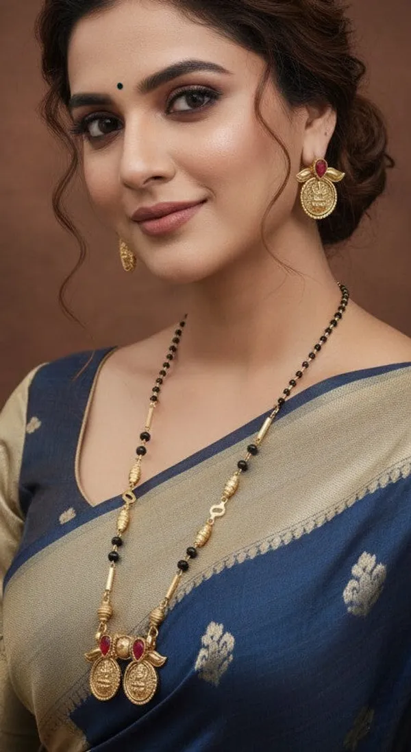 Antique_Gold_Matte_Plated_Mangalsutra_Set_With_Coin_Pendant_&_Red_Stone_Accents