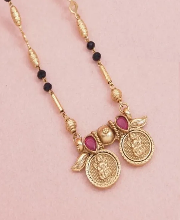 Antique_Gold_Matte_Plated_Mangalsutra_Set_With_Coin_Pendant_&_Red_Stone_Accents