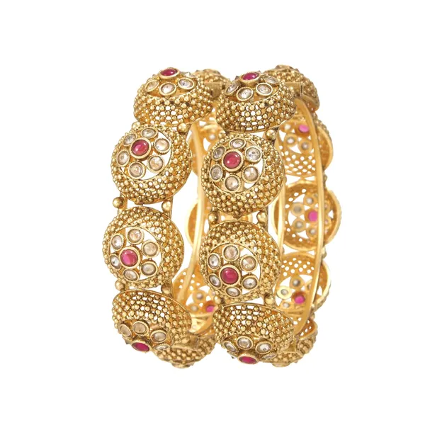 Antique_Gold_Plated_Bangles_With_Red_&_White_Stone_Embellishments