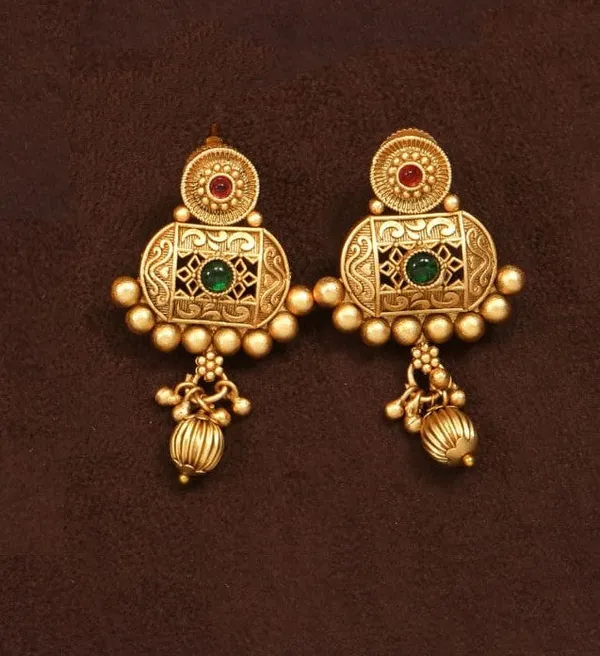 Antique_Gold_Plated_Choker_Necklace_Set_With_Intricate_Filigree_Design