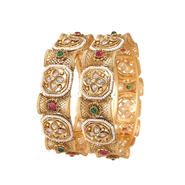 Antique_Gold_Plated_Kundan_&_Pearl_Traditional_Bangles_For_Women