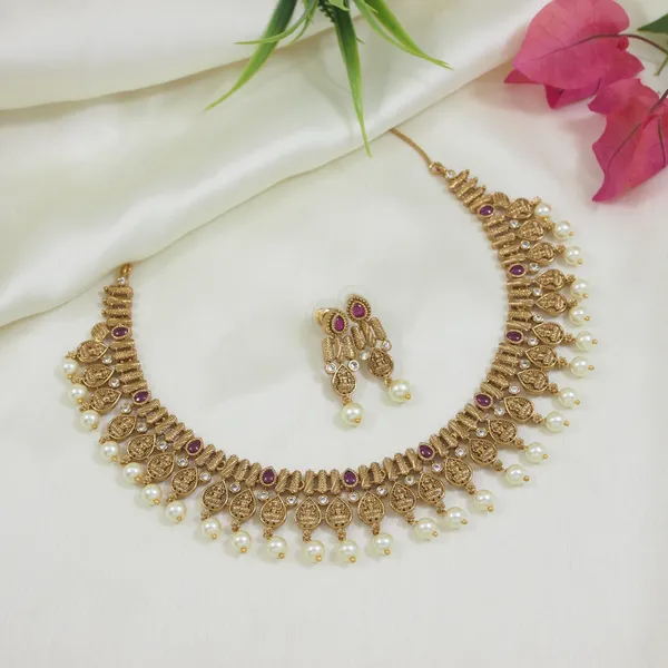 Antique_Gold_Plated_Ruby_And_Green_Stone_Necklace_Set_With_Earrings_For_Women