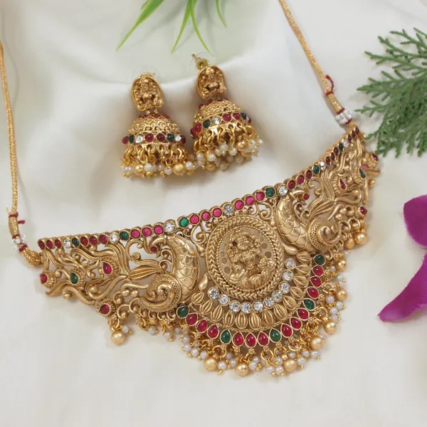 Antique_Gold_Plated_Temple_Choker_Necklace_Set