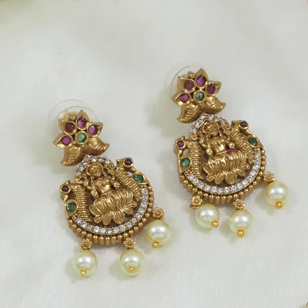 Antique_Gold_Plated_Temple_Necklace_Set_With_Lakshmi_Motif_And_Earrings
