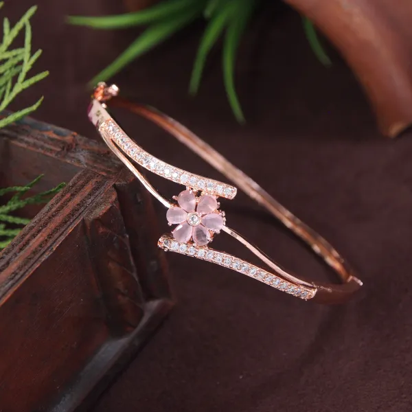 American_Diamond_Free_Size_Openable_Micro_Rose_Gold_Polish_Bracelet