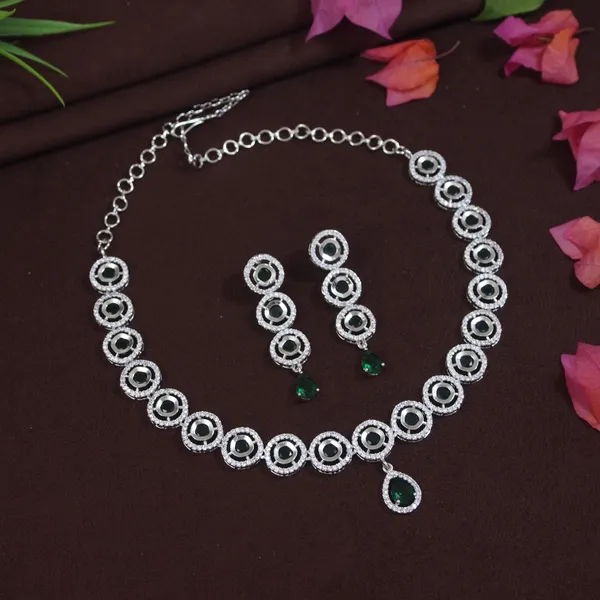 Chic_Green_American_Diamond_Silver_Plated_Necklace_Set