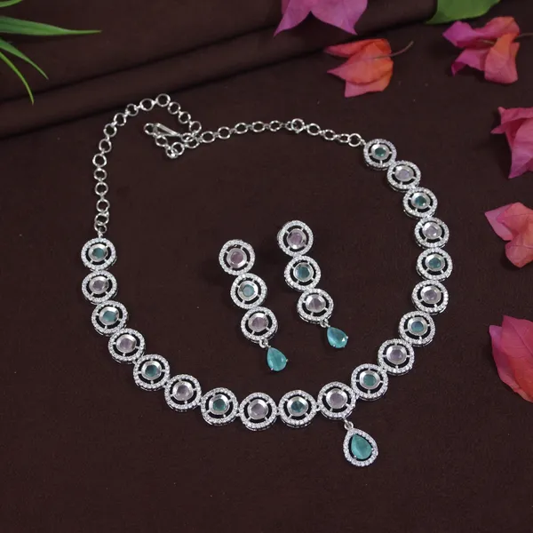 Chic_Mint_&_Pink_American_Diamond_Silver_Plated_Necklace_Set