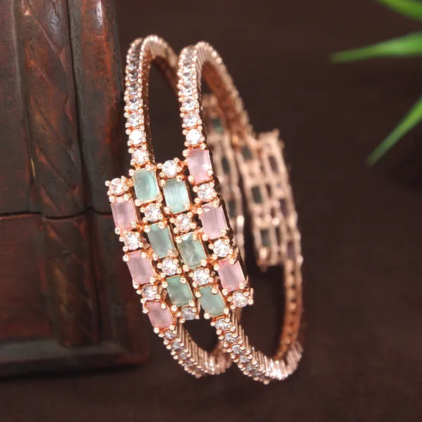 Elegant_American_Diamond_Mint_Pink_Rose_Gold_Brass_Bangles