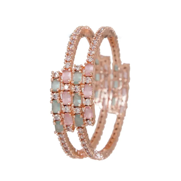 Elegant_American_Diamond_Mint_Pink_Rose_Gold_Brass_Bangles