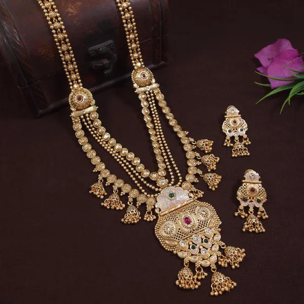 Elegant_Brass_Long_Rani_Haar_Necklace_Set_For_Women_?_Traditional_Bridal_&_Wedding_Jewelry_With_Intricate_Design