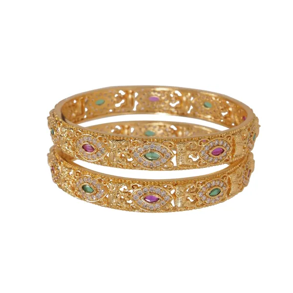 Traditional_Antique_Gold_Plated_Temple_Design_Bangles_With_Ruby_&_Green_Stones_For_Women