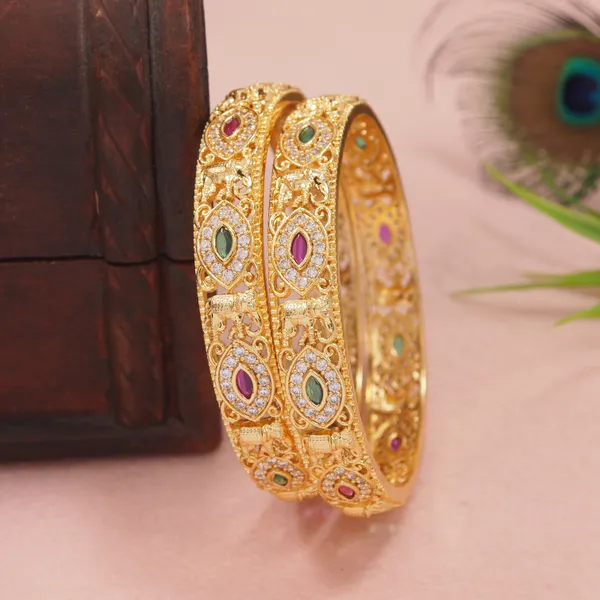 Traditional_Antique_Gold_Plated_Temple_Design_Bangles_With_Ruby_&_Green_Stones_For_Women