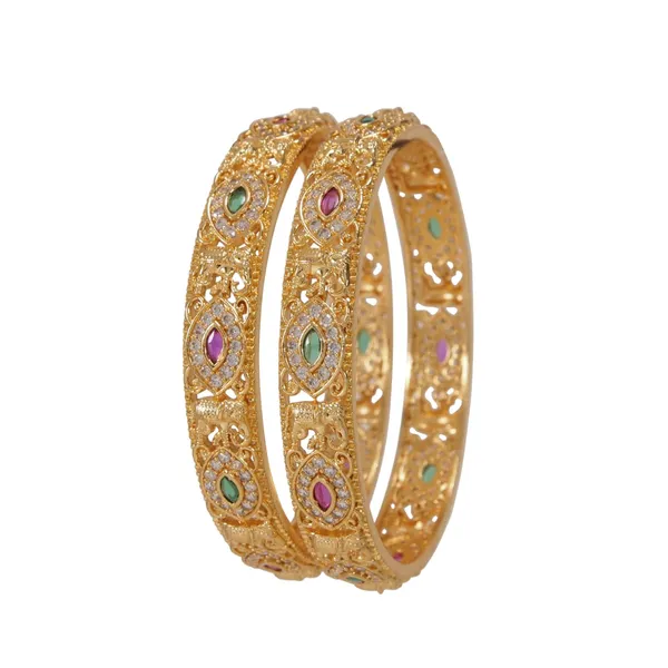 Traditional_Antique_Gold_Plated_Temple_Design_Bangles_With_Ruby_&_Green_Stones_For_Women
